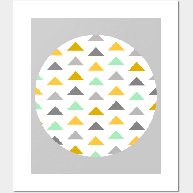 Geometric Triangles Grey, Mustard and Mint Wall Art by OneThreeSix